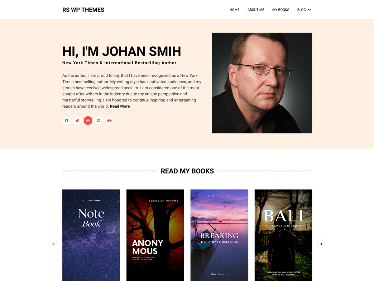 author personal blog Best Free wordpress theme for Book Authors
