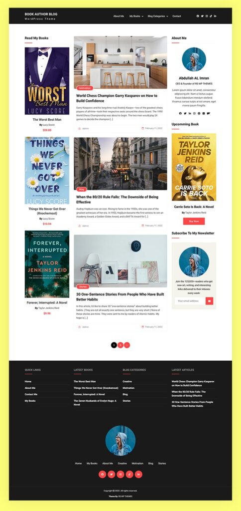 Book Author Blog WordPress Theme