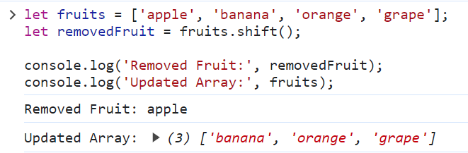 javascript remove first element from array shift