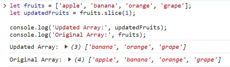 Javascript remove first element from array using slice