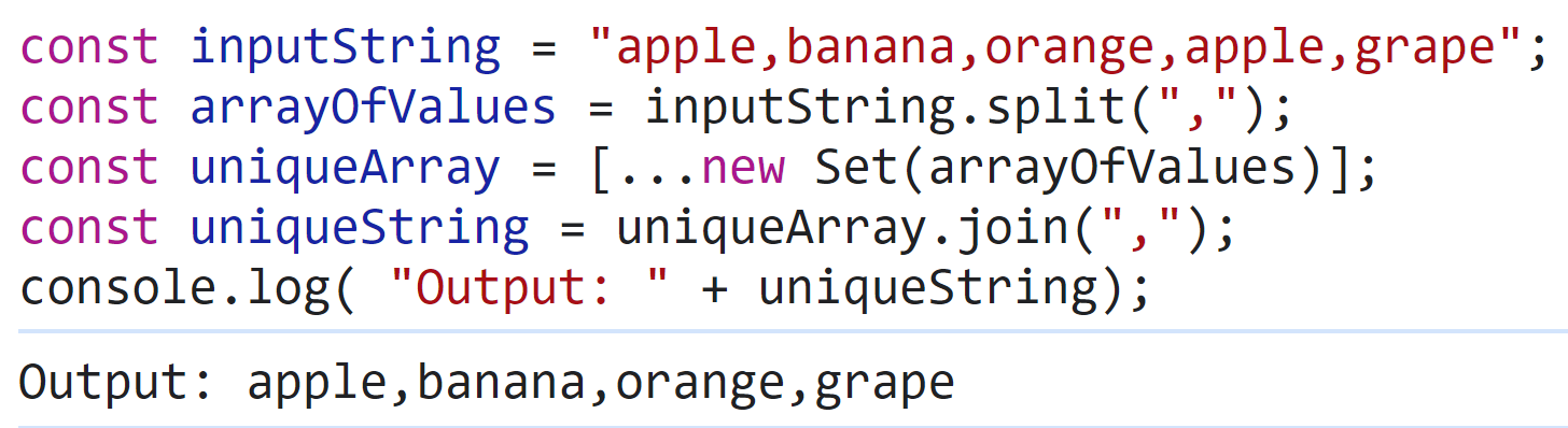 how-to-remove-duplicate-values-from-a-comma-separated-string-in-javascript