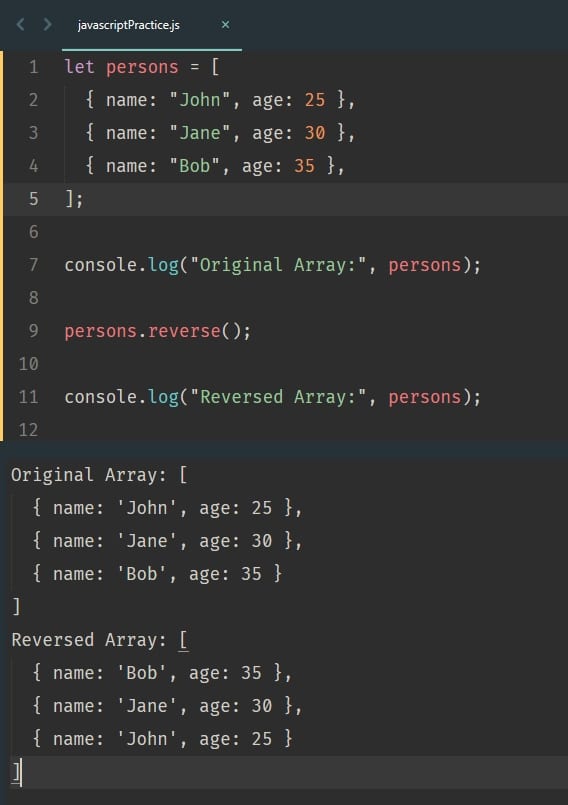 How To Reverse An Array Of Objects In Javascript 3102