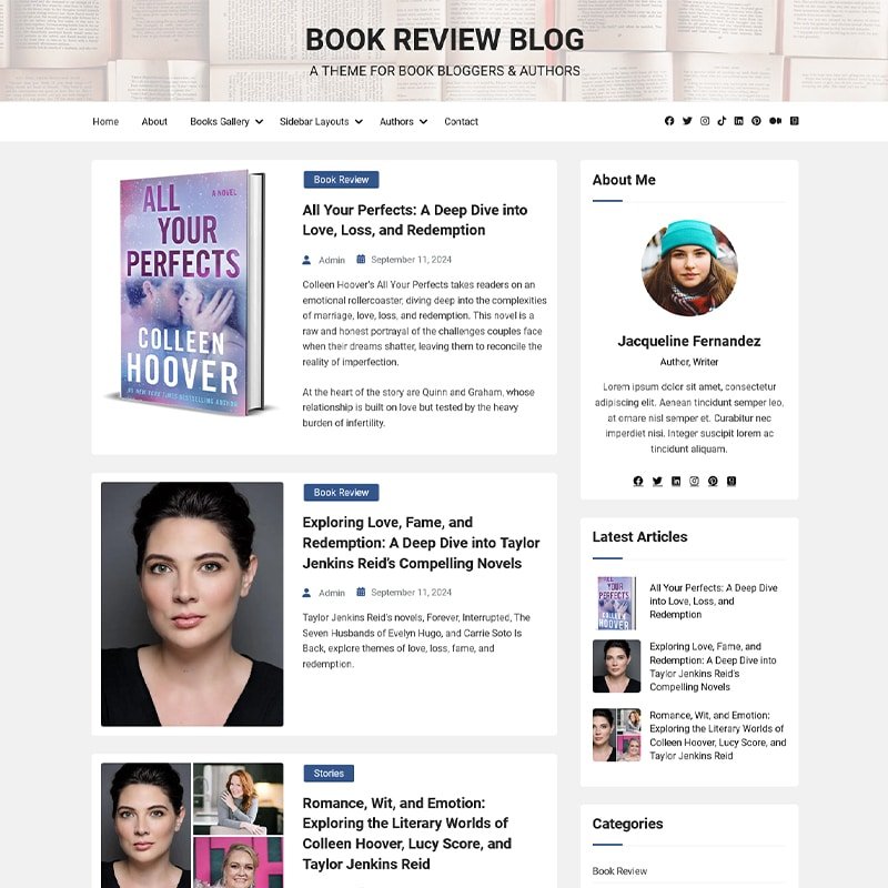 Book Review Blog Free WordPress Theme large screenshot