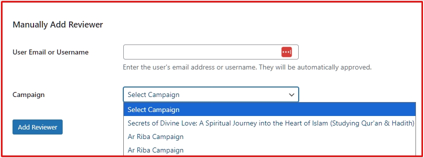 Manually add reviewer