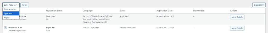 RS ARC Manager Applicants Approve