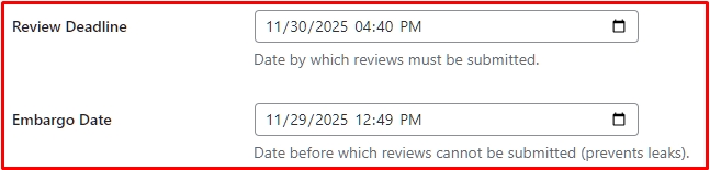RS ARC Manager Review Deadline and Embergo Deadline