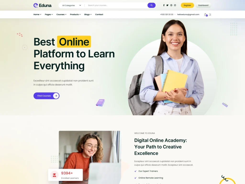 Eduna LMS Pro – Online Academy & Education WordPress Theme